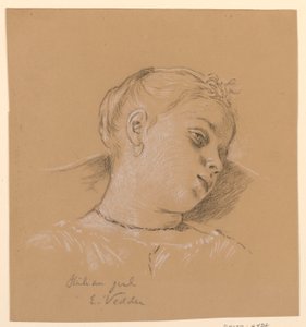 Dibujo, Cabeza de niña italiana, ca. 1885 de Elihu Vedder