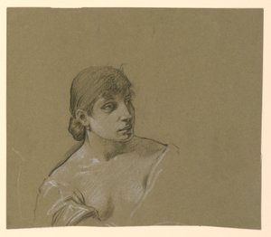 Dibujo, Retrato de una joven, ca. 1885 de Elihu Vedder