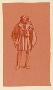 Dibujo, Estudio de una figura con traje de capucha, ca. 1885 de Elihu Vedder