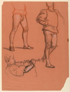 Dibujo, detalles de figuras masculinas, ca. 1885 de Elihu Vedder