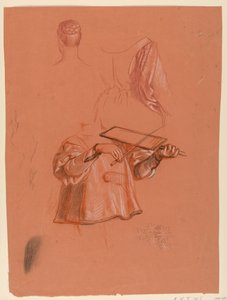 Dibujo, estudios de figuras y drapeados, hacia 1885 de Elihu Vedder