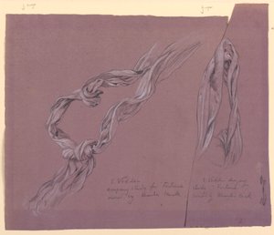 Dibujo, estudios de drapeado para la figura "Fortuna", ca. 1877 de Elihu Vedder
