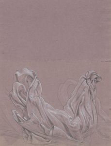 Figura Estudios (anverso); Estudio de cortinas (verso) de Elihu Vedder