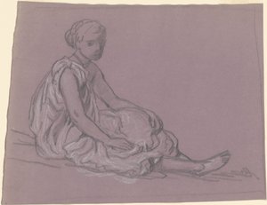 Estudio para chicas griegas bañándose, c. 1872 de Elihu Vedder