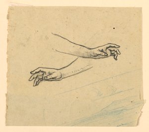 Estudio de dos manos alcanzando de Elihu Vedder