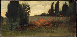 Ciprés y amapolas de Elihu Vedder