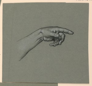 señalando la mano izquierda y la muñeca