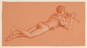 Estudio de una figura masculina con disfraz de Elihu Vedder