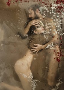 Eira  Lukas en agua ligera, biege, 2016 (pantalla de impresión) de Elinleticia Högabo