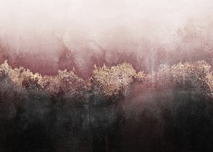 Bosque de oro rosa brumoso