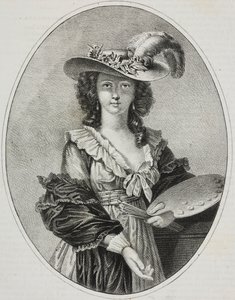 Autorretrato con paleta, de la pintora francesa Elisabeth Vigee Le Brun, litografía de Giovanni Mariani del Poliorama Pittoresco, n 42, 28 de mayo. de Elisabeth Louise (after) Vigee Lebrun