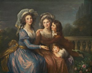 La marquesa de Pezay, y la marquesa de Rougé con sus hijos Alexis y Adrien