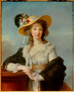 Retrato de Yolande Gabrielle Martine de Polastron, Duquesa de Polignac (1749-1793) con el sombrero de paja