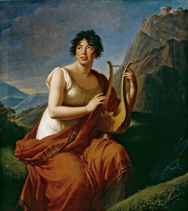 Retrato de la autora Baronne Anne Louise Germaine de Staël 1766-1817 como Corinne en el Cabo Misenum de Elisabeth Louise Vigee Lebrun