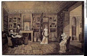 Salón en la Casa del Príncipe Ivan Ivanowitch Baryatinsky (1772-1825) en Altona (Salón en la Casa Baryatinsky en Altona). Dibujo de Marie Louise Elisabeth Vigee-Lebrun (Vigee Lebrun) (1755-1842)