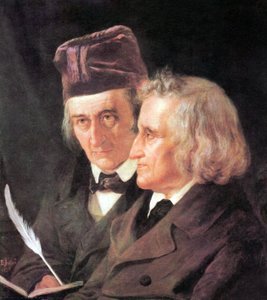 Hermanos Grimm: Jacob (1785-1863) y Wilhelm (1786-1859) pintura de Elisabeth Jerichau-Baumann