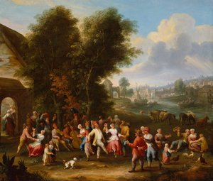 Una kermesse de pueblo (óleo sobre lienzo) de Elisabeth Seldron