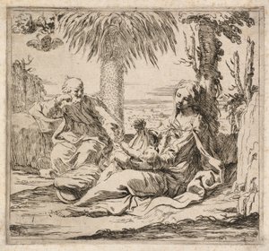Descanso en la Huida a Egipto de Elisabetta Sirani