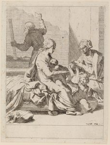 La Sagrada Familia con Santa Isabel y San Juan Bautista de Elisabetta Sirani