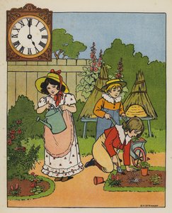Tiempo de jardinería (litografía en color)