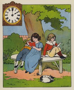 Tiempo de lectura (litografía a color) de Elise H. Stewart