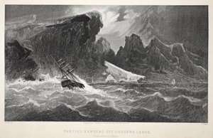 Despedida de amarras en Godsend Ledge, ilustración de La segunda expedición Grinnell en busca de Sir John Franklin, 1856 de Elisha Kane