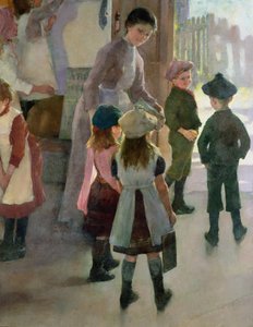 La escuela ha terminado, 1889 (detalle) de Elizabeth Adela Stanhope Forbes