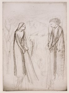 Anunciación, posiblemente, c.1970-77 (fotografía en blanco y negro impresa en papel blanco) de Elizabeth Eleanor (1834 62) (after) Siddal