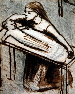 Niña arrodillada con bebé de Elizabeth Eleanor Siddal