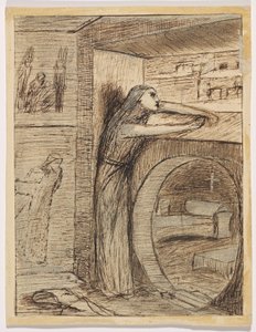 Víspera de Santa Inés (lápiz, pluma y tinta marrón) de Elizabeth Eleanor (1834 62) Siddal