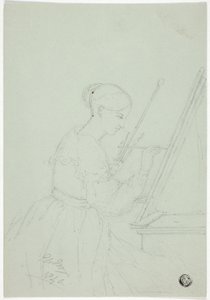 Joven mujer pintando (posiblemente un autorretrato)