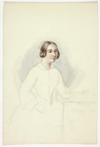 Joven mujer en el escritorio de Elizabeth Murray