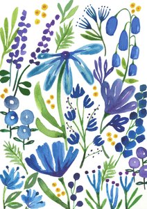 Flores azules, 2018 (acuarela) de Elizabeth Rider