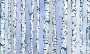 Bosque de Silverbirch, 2018 (acuarela y acrílico) de Elizabeth Rider
