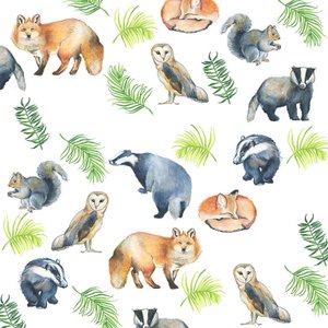 Animales del bosque, 2017 (acuarela) de Elizabeth Rider