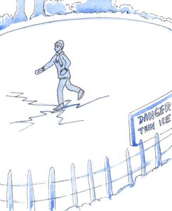 Una persona que no ha visto una advertencia, y que patina sobre el hielo delgado, podría ser inocente, pero aún corre peligro