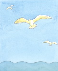 Como una gaviota que se eleva sin esfuerzo en lo alto, descansando en los vientos mientras mira a su alrededor, así el alma puede elevarse sin esfuerzo en oración, 2003 de Elizabeth Wang
