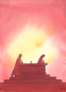 A medida que pasan los años, un sacerdote deja el altar y otro sigue sus pasos para ofrecer el Santo Sacrificio de Elizabeth Wang