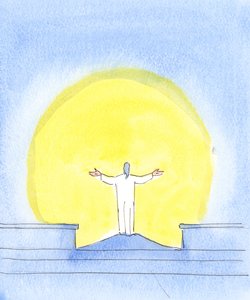 En cada celebración del Santo Sacrificio de la Misa, Cristo está Realmente Presente, orando por los pecadores, mirando hacia el Padre, tal como cuando Cristo una vez oró desde la Cruz de Elizabeth Wang