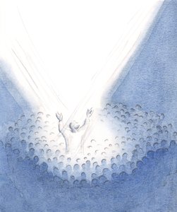 Cristo está presente aquí con nosotros en la Misa, verdaderamente humano, ofreciendo Su sublime Sacrificio en nombre de Sus hermanos y hermanas de Elizabeth Wang