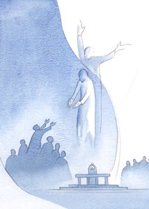 Cristo es verdaderamente uno con nosotros, por su carne y sangre, y también uno con el Padre (a quien nos atrae) por su divinidad de Elizabeth Wang