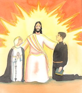 Cristo prometió enormes recompensas a todos los que dejaran "casas, tierras o hijos" por su causa, 2005 (acuarela sobre papel)