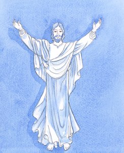 Cristo se extiende para abrazarnos de la manera mostrada en muchas imágenes cristianas.