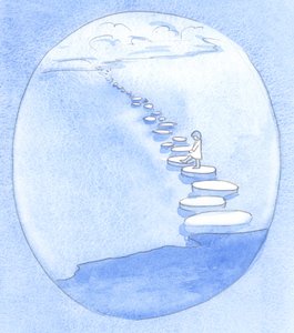 Cristo me mostró el camino simple: a través de la fe y la confianza en Él estoy haciendo mi camino hacia la eternidad, como un niño que camina sobre piedras de Elizabeth Wang