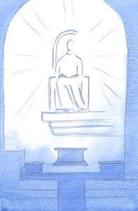 Cristo estaba sentado en un trono celestial, dentro de nuestro Santuario. Cristo nuestro Dios es digno de los sufrimientos que soportamos por amor a Él