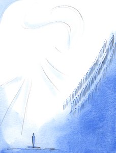 Cada vez que rezamos el "Santo, Santo, Santo Señor" unimos nuestras voces con los santos y ángeles que ofrecen la misma alabanza en el cielo. de Elizabeth Wang