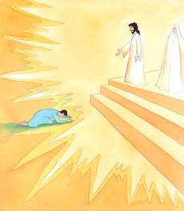 Todo el que muere se encuentra con Cristo, incluso personas de otras religiones, e incluso personas que nunca han oído hablar de Él, 2005 (acuarela sobre papel)