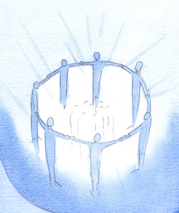 Amigos y familiares que viven, trabajan y rezan unidos en Cristo, están empujando la oscuridad, para iluminar a otros de Elizabeth Wang