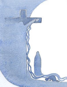 Él me mostró la Cruz, erguida, Su Madre debajo de ella, y Su Sangre en una vasta efusión, fluyendo sobre mí. de Elizabeth Wang