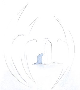 Vi cómo los santos ángeles se inclinan reverentemente ante la presencia de Cristo dentro del alma, en la Sagrada Comunión., 2000 de Elizabeth Wang